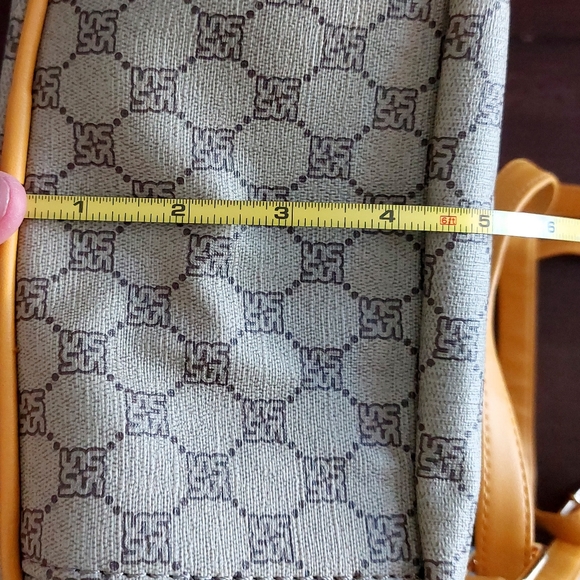 Yellow & Tan Small Faux Leather Vegan Friendly Fashion Backpack Purse w/ Print - Picture 12 of 12